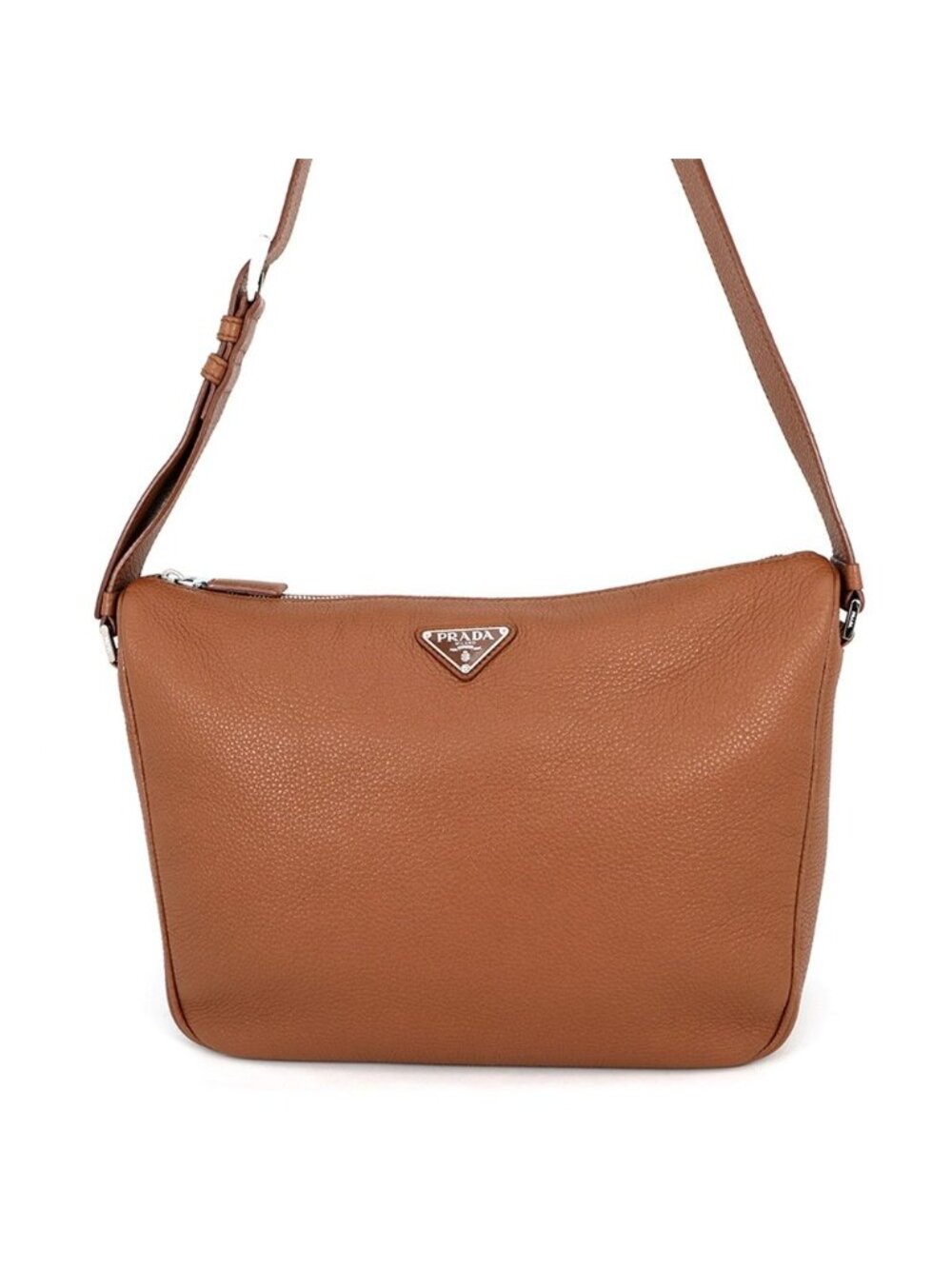 Prada Shoulder Bag Vitello Daino Gray Leather